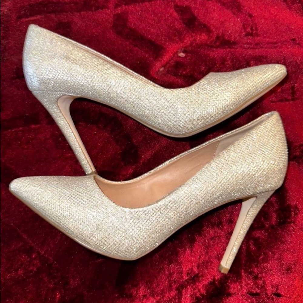 Silver shimmer heels